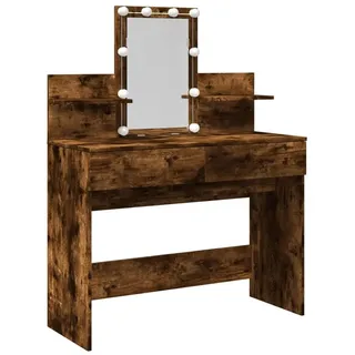 vidaXL Schminktisch Räuchereiche Schminktisch Kosmetiktisch Set mit Spiegel Schubfach mit braun