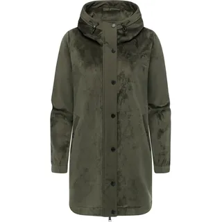 Ragwear Damen warmer Weicher Cord Mantel in Ripp-Optik mit Kapuze Cousy Bonded YOUMODO Dark Olive Gr. S - S