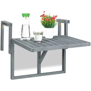 Relaxdays Balkon-Hängetisch 55 x 70 x 65 cm Grau