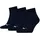 Plain Quarter-Socken 3 Paare Blau 35-38