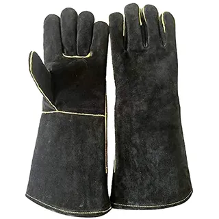Grillhandschuhe schwarzem Leder hitzebeständig Kamin-Handschuhe Sannover