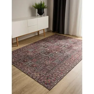 benuta Teppich George, rechteckig, Höhe: 5 mm, Vintage-Look, Kurzflor, Teppich Wohnzimmer, Schlafzimmer, Waschbar bunt|rot rechteckig | 200 cm x 300 cm x 5 mm