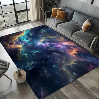 PEIHUODAN Gaming Teppich Wohnzimmer Weltraum Thema Cool Galaxy Star 3D Muster rutschfest Waschbar Mädchen Jungen Kinder Gamer Teppich Kinderzimmer Jugendzimmer Deko (Farbe 5,80x160cm)