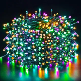 Quntis 50m 500 LED Lichterkette Außen Bunt, IP44 8 Modi Cluster Lichterkette, Weihnachtsbeleuchtung Innen Strombetrieben, Weihnachtsdeko für Weihnachtsbaum Garten Balkon Terrasse Zimmer Fenster Party
