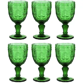 BUTLERS VICTORIAN Weingläser, 6er-Set mit Stiel, 230 ml, Bunt | Trinkgläser Set, mundgeblasen, mit Stiel & Relief-Prägung, spülmaschinenfest, für Tisch, Garten & Party
