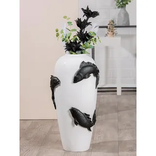 Casablanca modernes Design Bodenvase 73 cm Weiß/Schwarz