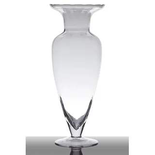 INNA-Glas Bodenvase Glas Kendra auf Standfuß, Trichter - rund, klar, 43cm, Ø 17cm - Pokal Vase - Amphore Vase