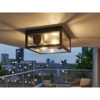LED Außenlampe modern Deckenleuchte Outdoor Terrassenbeleuchtung Anthrazit Ø24cm