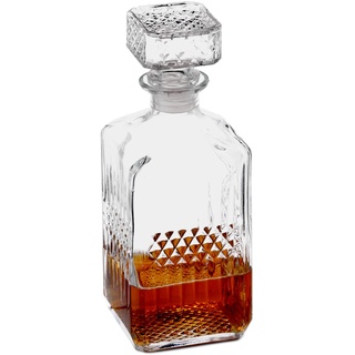Relaxdays Whisky Karaffe, Glas, Dekanter für Whiskey, Cognac, Rum, Gin, 900 ml, Schnaps Karaffe Heimbar, transparent 10027876