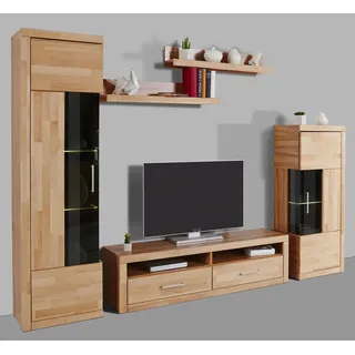 OTTO home Wohnwand OTTO HOME "Ribe Set-5 St.", beige (kernbuche teilmassiv), B:240cm H:180cm T:35cm, Holz teilmassiv, Kastenmöbel-Sets, Wohnwand, B/T/H: 240/35/180cm, Böden teilweise versetzbar