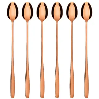 Gräwe Latte Macchiato Löffel Set, rotgold, 6-teilig, lange Löffel für Cocktails & Desserts, Edelstahl, Serie Königstein