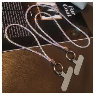 Hrlace Handy Lanyard Universal Strass Handykette Handgelenkband Glitzer Strass Kristall Telefon Lanyard zum Umhängen Handyband Handschlaufe Lanyard mit Patch für alle Smartphone Kombi bunt