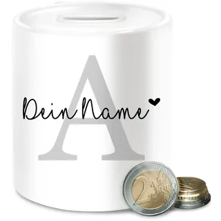 Spardose - Buchstaben - Buchstabe Name anpassbar Herzchen I Geschenk Anfangsbuchstabe mit Name - Unisize - Weiß - a anpassen trinkgeldkasse initialen anfangsbuchstaben gelddose - namens