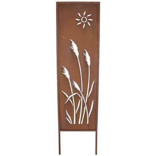 SIDCO Metallschild Schilf Schild Gartenstecker Gartendeko Metall Rost Stecker Deko