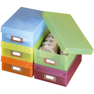 WENKO Schuhbox Multi-Boxen (10 St), mit Beschriftungsfeld und Deckel bunt