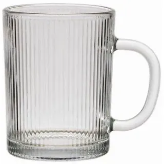 Zoha Glas 2er Set Riffle Cup Henkelglas - 360 ml Kaffeeglas, Glas, Hitzebeständig Latte Macchiato Glas Eiskaffeegläser