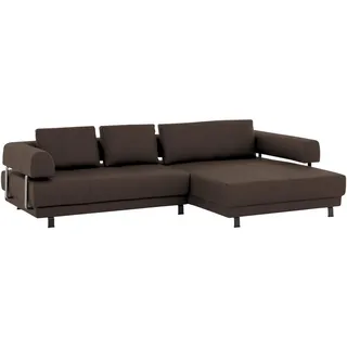 Stylife Ecksofa, Braun, Metall, Echtleder, Dickleder, 3-Sitzer, Füllung: Polyurethan (Pur), Ottomane rechts, L-Form, 307x188 cm, Goldenes M, Typenauswahl, Fußauswahl, Lederauswahl, Stoffauswahl, seitenverkehrt erhältlich, Hocker Rücken echt, individuell planbar, Wohnzimmer, Sofas & Couches, Wohnlandschaften, Ecksofas