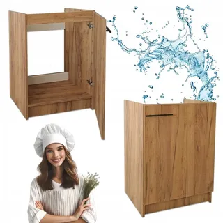 STAMAR Spülenschrank Küchenschrank 60cm Goldene Eiche Unterschrank Spüle Standschrank Slim Spülenschrank 50cm Tiefe ohne Spüle Montagefertig Kompakt Modern XXL