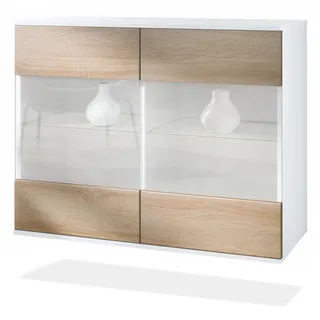 Vladon Bari 92,5 x 73,5 x 35 cm Weiß matt / Eiche sägerau