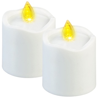 PEARL Grabkerze LED: 2er-Set flackernde LED-Grablicht-Kerzen, leuchtet Tag & Nacht, weiß (Grab Schmuck Leuchten, LED Grablicht mit Batterie, Solarleuchten)
