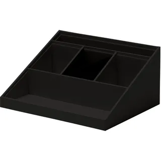 Rössler SOHO Schreibtisch Organizer | Multifunktionales Schreibtisch Zubehör mit 6 Fächern | Ideal als Büro Organizer, Stiftehalter oder Ordnungssystem | Platzsparend & handverleimt | Farbe: Schwarz