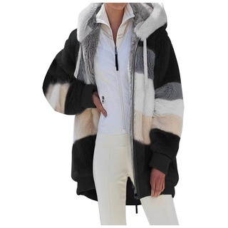 KIKI Plüschjacke Damenjacken – Kapuzenjacken – Winterjacken für Damen – Plüsch Jacken XL