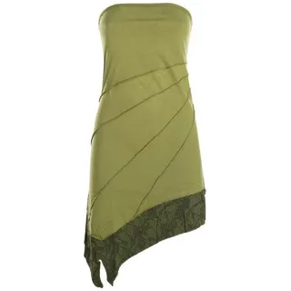 Vishes Sommerkleid Mini Bandeau Kleid Sommerkleid Patchworkkleid Tunika, Boho, Hippie Style grün 38