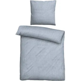 biberna Musselin Bettwäsche 80x80cm, 135x200cm - blau - 80x80/135x200cm