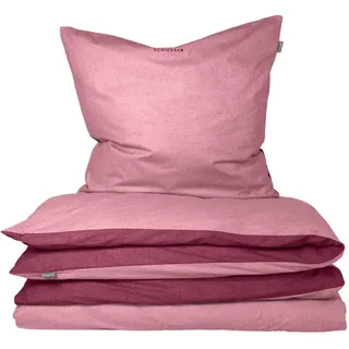 SCHIESSER Doubleface Unifarben Baumwolle Rosa 155 x 220 cm + 80 x 80 cm