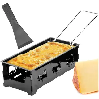 Casativo 3er-Set Faltbares Raclette-Teelicht-Set für 1 Person, Racletteofen, Schwarz