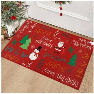 GarveeMore Teppich Türmatten Weihnachtsbereich Teppiche Schneemann und Weihnachtsbaum