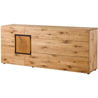 MASSIVMOEBEL24.DE Sideboard 160 x 80 x 43,5 cm Natur geölt/lackiert / Schwarz