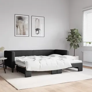 Tagesbett Ausziehbar Schwarz 80x200 Cm Stoff
