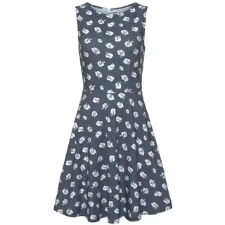 Beachtime Strandkleid Grau/Blau Blumendruck 36