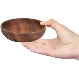 Tomotato Holz Salatschüsseln, Handgefertigte Akazienholz Obstschale Suppenschüssel, Japanische Dekoschale Aufbewahrung von Gemüse, Porridge, Reis, Teig, Snack, Dessert, Joghurt (12 * 3.5cm)