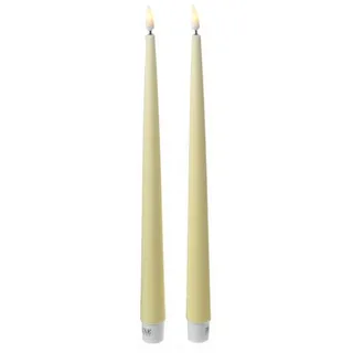 Deluxe Homeart LED-Kerze LED Stabkerzen ELLA Deluxe Lack Tafelkerze flackernd H: 28cm gelb 2St. (2-tlg) gelb
