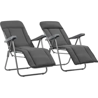 vidaXL Gartenstühle 58 x 73 x 107 cm grau 2 St. inkl. Polstern klappbar 506321