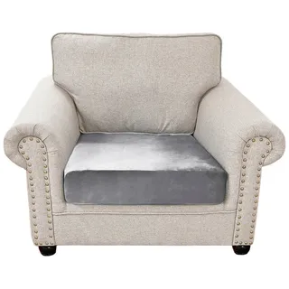 Rosnek Sofahusse 1-4Sitze, Stretch, Samt, Couch Sitzbezug, Sofa Sitzkissenbezug, Sitzkissenschutz Abdeckung grau 55 cm