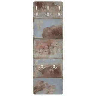 Bilderdepot24 Garderobenpaneel Design Shabby Muster Retro Vintage Shabby Industrial Metalloptik (ausgefallenes Flur Wandpaneel mit Garderobenhaken Kleiderhaken hängend), moderne Wandgarderobe - Flurgarderobe im schmalen Hakenpaneel Design beige|braun