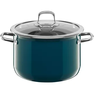 Silit Compact Kochtopf groß, 24 cm, Glasdeckel, Fleischtopf Induktion 5,9l, stapelbar, Silargan Funktionskeramik, petrol
