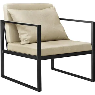 [en.casa] Relaxsessel Ragusa Polyester 60 x 70 x 60 cm Sandfarben