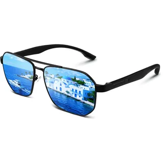 gesruny Sonnenbrille-Pilotenbrille Herren-Damen-Polarisiert-Retro-Fliegerbrille-Sunglasses Men-UV400 Schutz sonnenbrille Pilot Unisex Männer für Ultraleichte Fahren Angeln-Eisblau