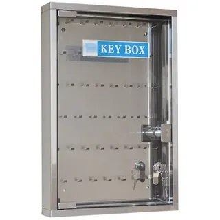 Schlüsselkasten Haus 45/48 Tasten Große Kapazität Schlüsselbox Mit Glastüren, Wandmontierter Edelstahl Schlüsselschrank, Art Der Tastensperre (Color : Silver-Without Label, S : 48-Keys)