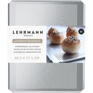 LEHRMANN Lochblech 46,5 x 37,5 cm Backblech Kuchenblech Baguetteblech Pizzablech Kompartibel/Ersatz für Backofen Bosch Neff Siemens