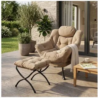 ANYSUN Loungesessel Relaxsessel aus Samt mit Hocke,Sanftes Design mit Nackenstütze (Seitentasche (Handy), Hocker als Fußbank/Kindersitz), Loungesessel,Fernsehsessel, Ohrensessel für Wohnzimmer, Schlafzimmer braun