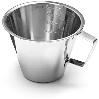 Forgast Edelstahlkanne mit Messbecher, konische Form, Messung alle 50 ml, Fassungsvermögen 0,25 l, Höhe 7.5 cm, Durchmesser 10 cm, Measuring cups, Edelstahl Krug mit Messbecher, Küchenzubehör