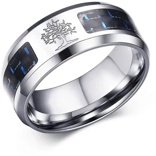 OIDEA Vintage Edelstahl Biker Gravur Lebensbaum Herren Ringe, Ehering Verlobungsring Bandring, Schwarz Silber für Männer