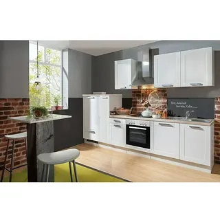 Menke Küchenzeile Premium Landhaus  (Breite: 300 cm, Weiß, Mit Elektrogeräten, Ohne Geschirrspüler)