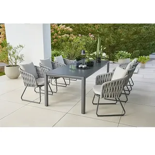 Sunfun Maja Gartenmöbel-Set Rope  (7 -tlg., Aluminium, Stahl, Seilgeflecht, Grau-Beige, Night-Grey)