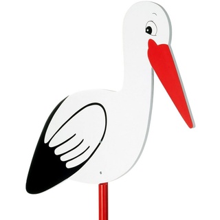 BRUBAKER Gartenstecker 100 cm großer Storch aus Holz (1-St., Geburtsgeschenk Babystorch) Klapperstorch zum Stecken für Innen und Außen weiß